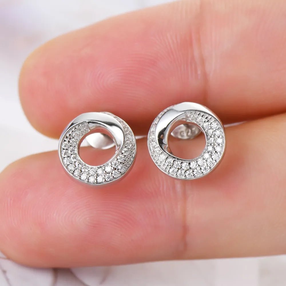 925 Sterling Silver Inlaid Moissanite Stud Earrings - Wow Store