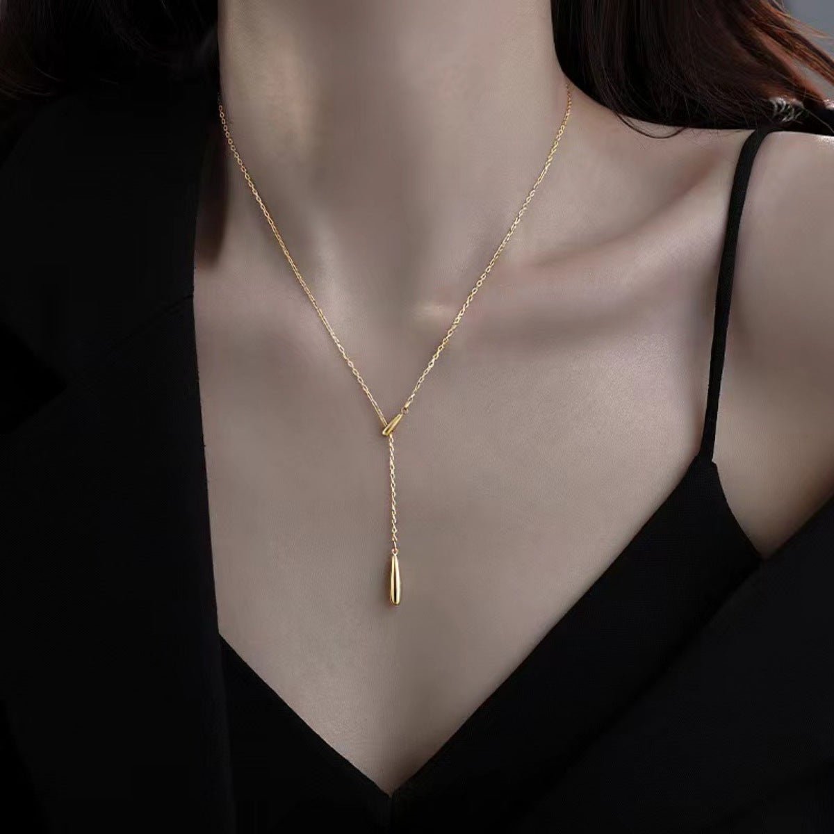 925 Sterling Silver Y-Shaped Pendant Necklace on white background, minimalist jewelry design