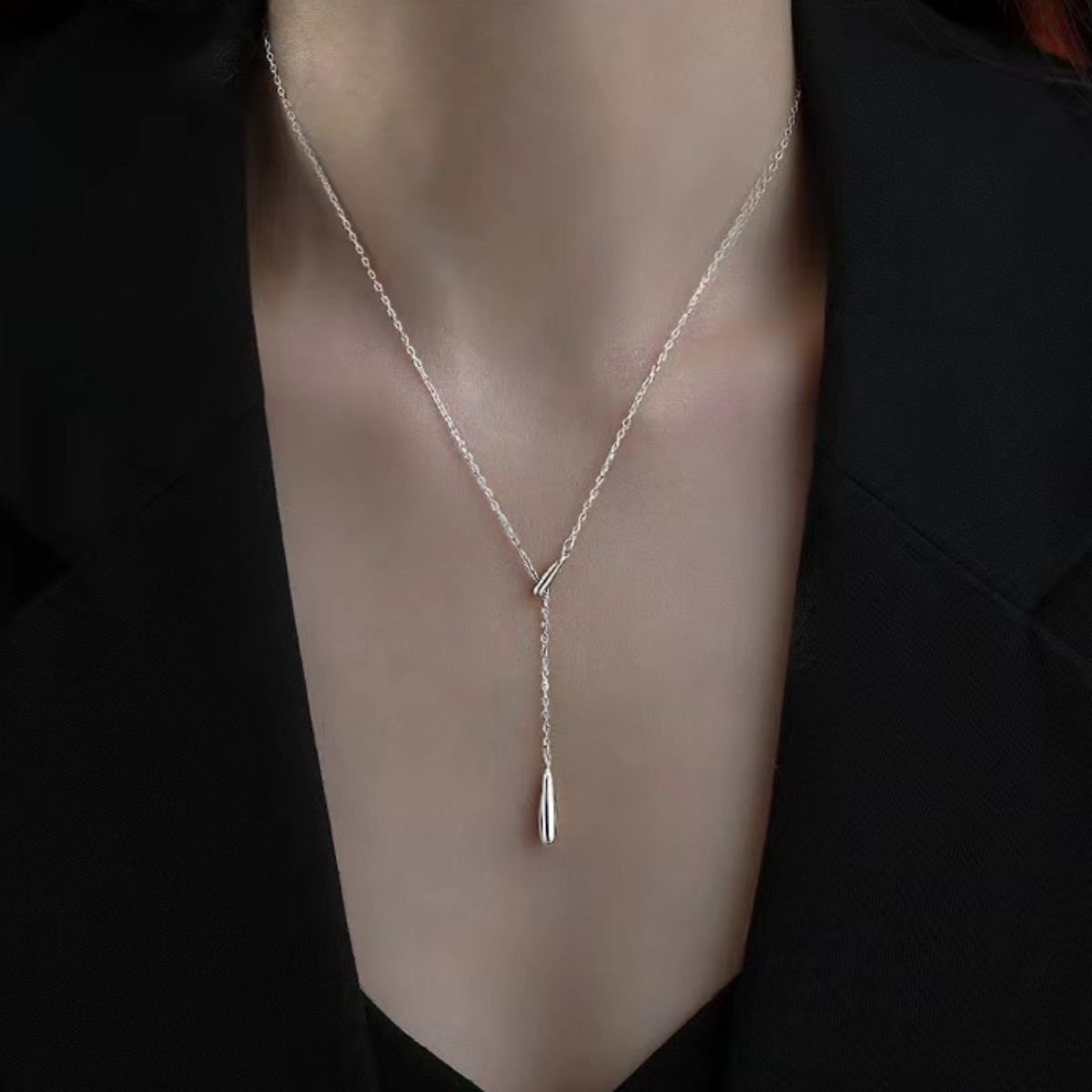 925 Sterling Silver Y - Shaped Pendant Necklace - Wow Store