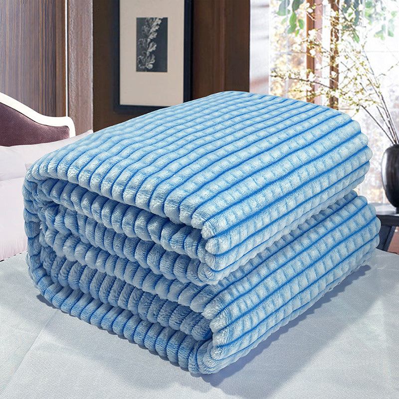 Waffle-Knit Coral Fleece Throw Blanket in sky blue