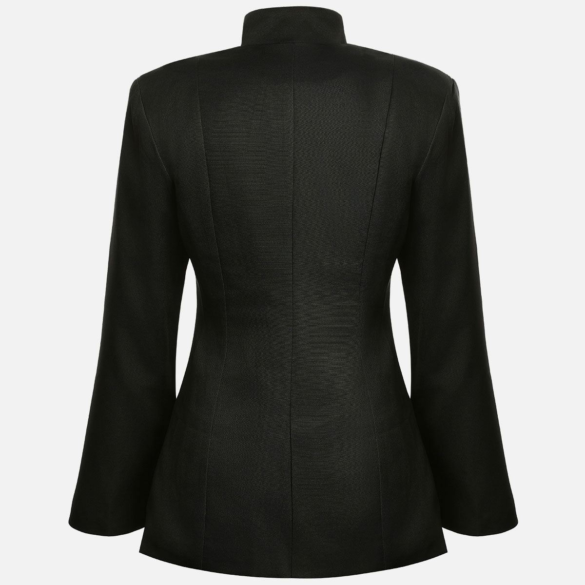 Black Oversized Cropped Blazer with Stand Collar