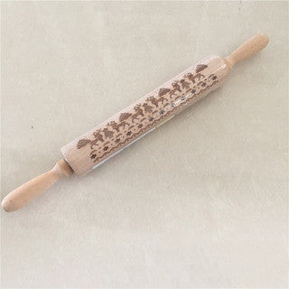 Artisan Christmas Engraved Wooden Rolling Pin