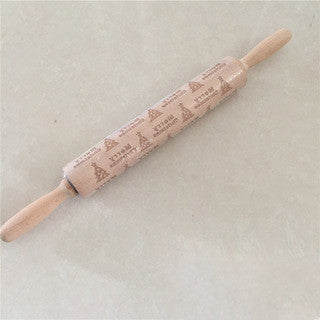 Artisan Christmas Engraved Wooden Rolling Pin