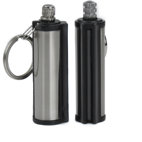 Brushed Stainless Steel Cylinder Keychain Lighter