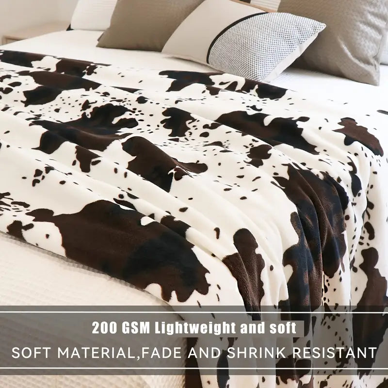 Cow Print Luxury Fleece Throw Blanket