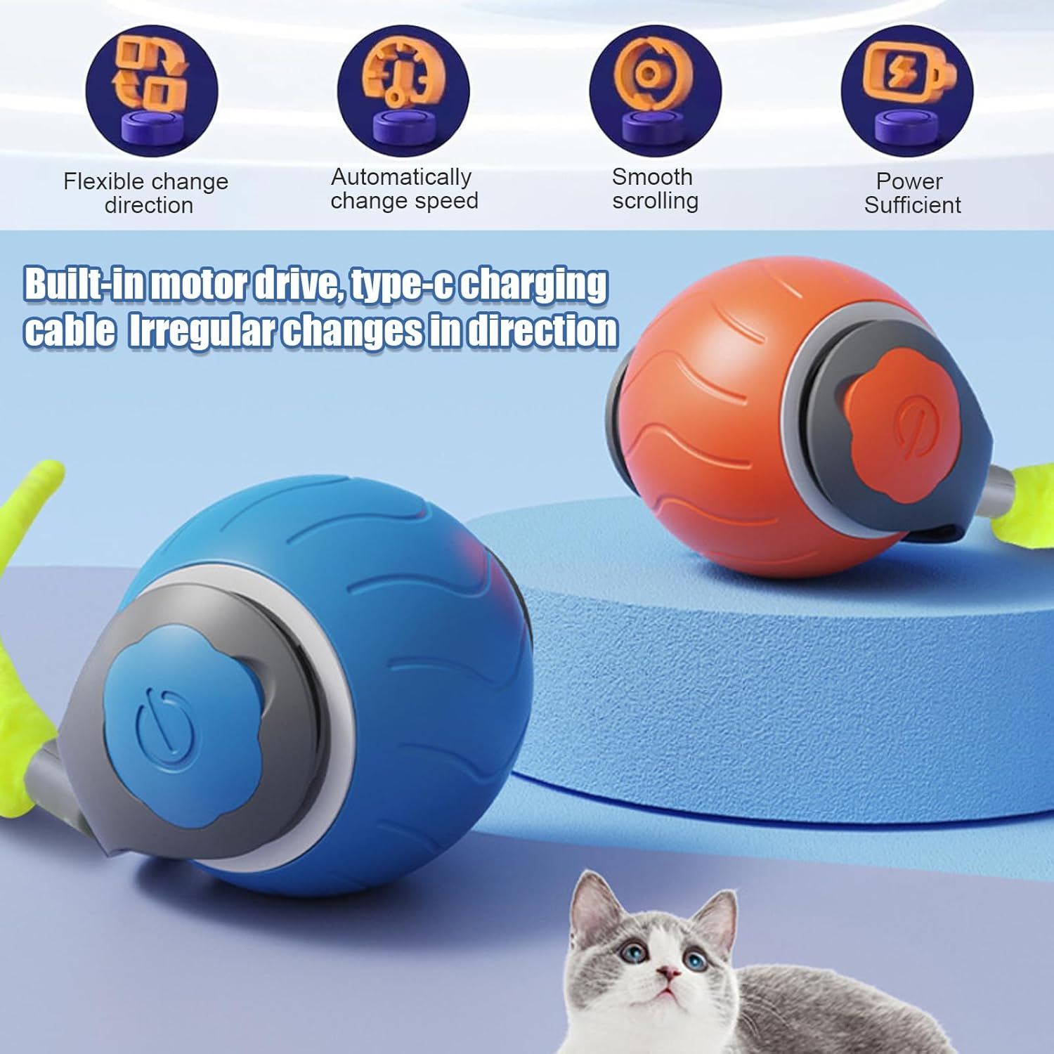 Speedy Tail Interactive Cat Toy - Dual Speed Motion Ball