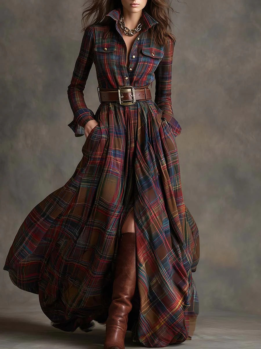 Plaid Maxi Shirt Dress