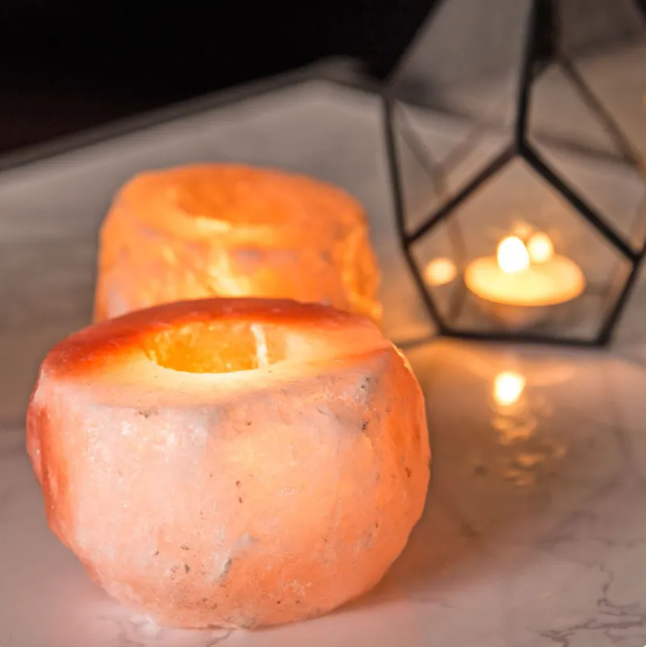Hand-Carved Himalayan Salt Crystal Candle Holder