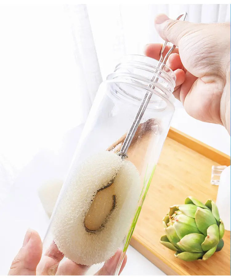 Rotary Bottle Cleaning Brush with Magic Sponge