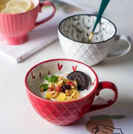 Artistic Ceramic Breakfast Mug - Large Capacity