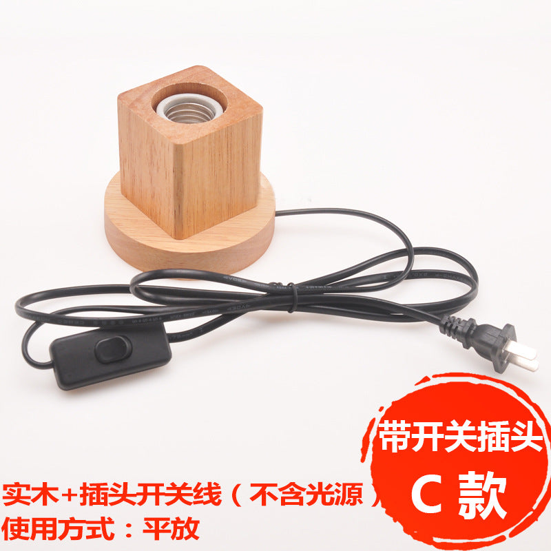 Minimalist Wooden E27 Lamp Base with Switch