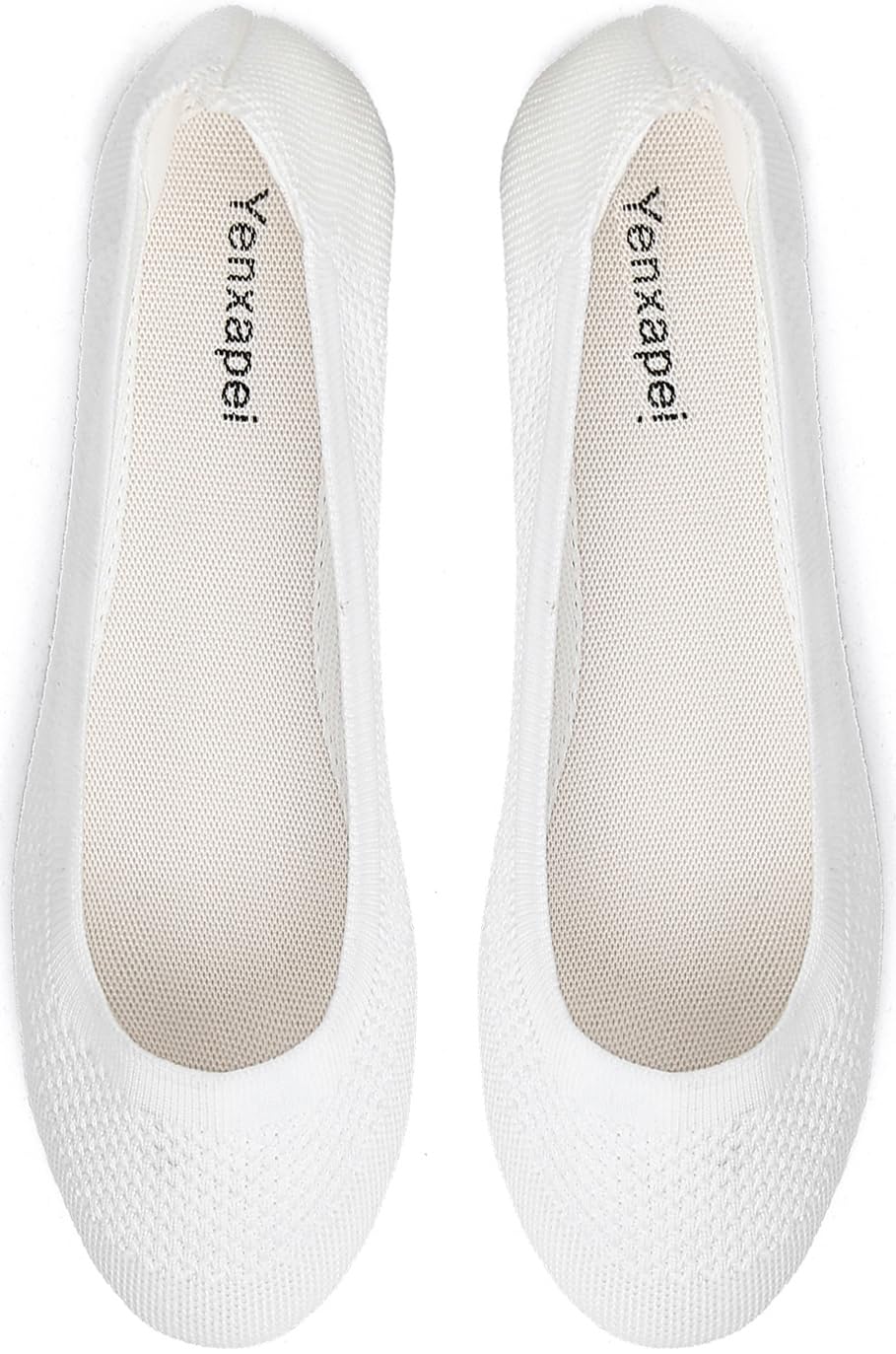 Mesh Knit Ballet Flats - White