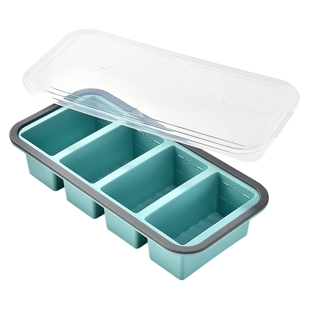 Silicone Freezer Portion Tray with Lid, 2, 3 or 4 Compartments in teal — view 2