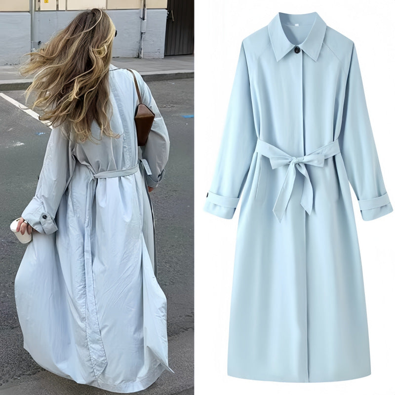 Belted Longline Trench Coat with French Collar