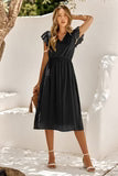 Womens V Neck Ruffle Sleeve Summer/holiday Dress - Wow Store
