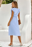Womens V Neck Ruffle Sleeve Summer/holiday Dress - Wow Store