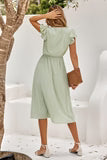 Womens V Neck Ruffle Sleeve Summer/holiday Dress - Wow Store