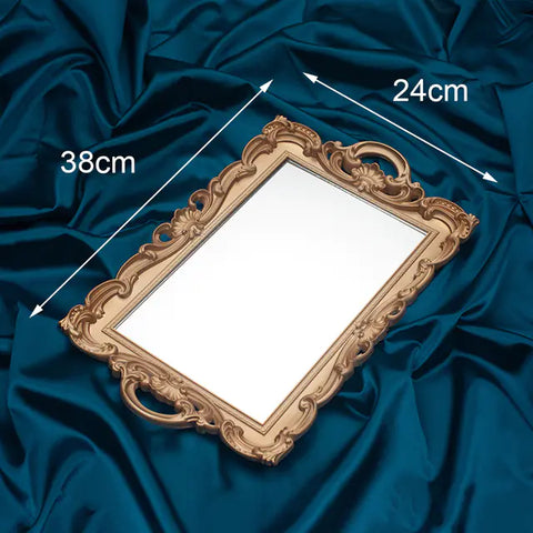 European Style Retro Mirror Tray for Decor and Makeup