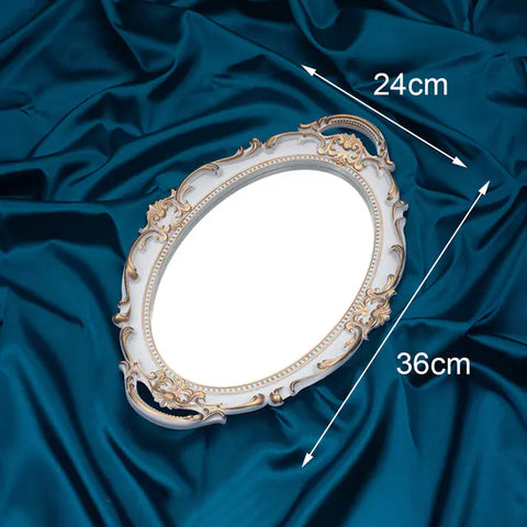 European Style Retro Mirror Tray for Decor and Makeup