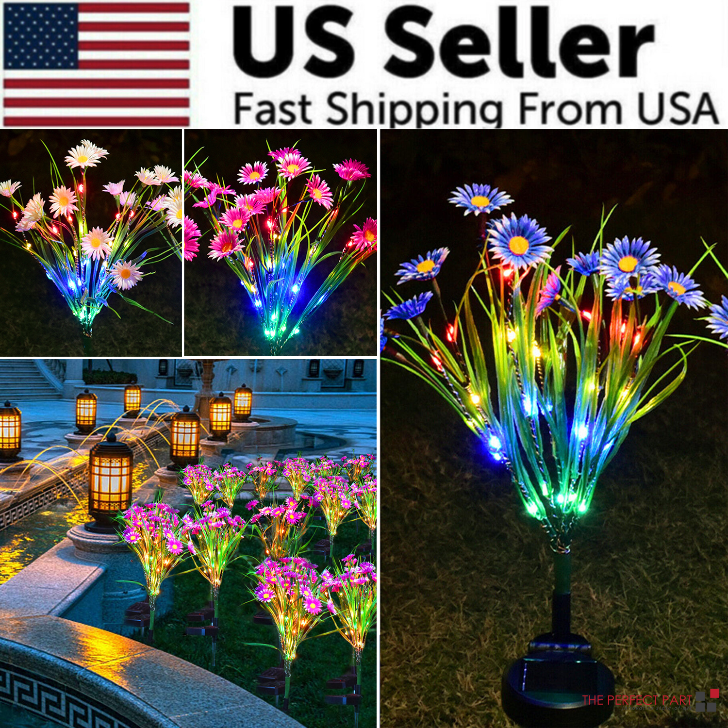 Solar Flower Stake Garden Lights