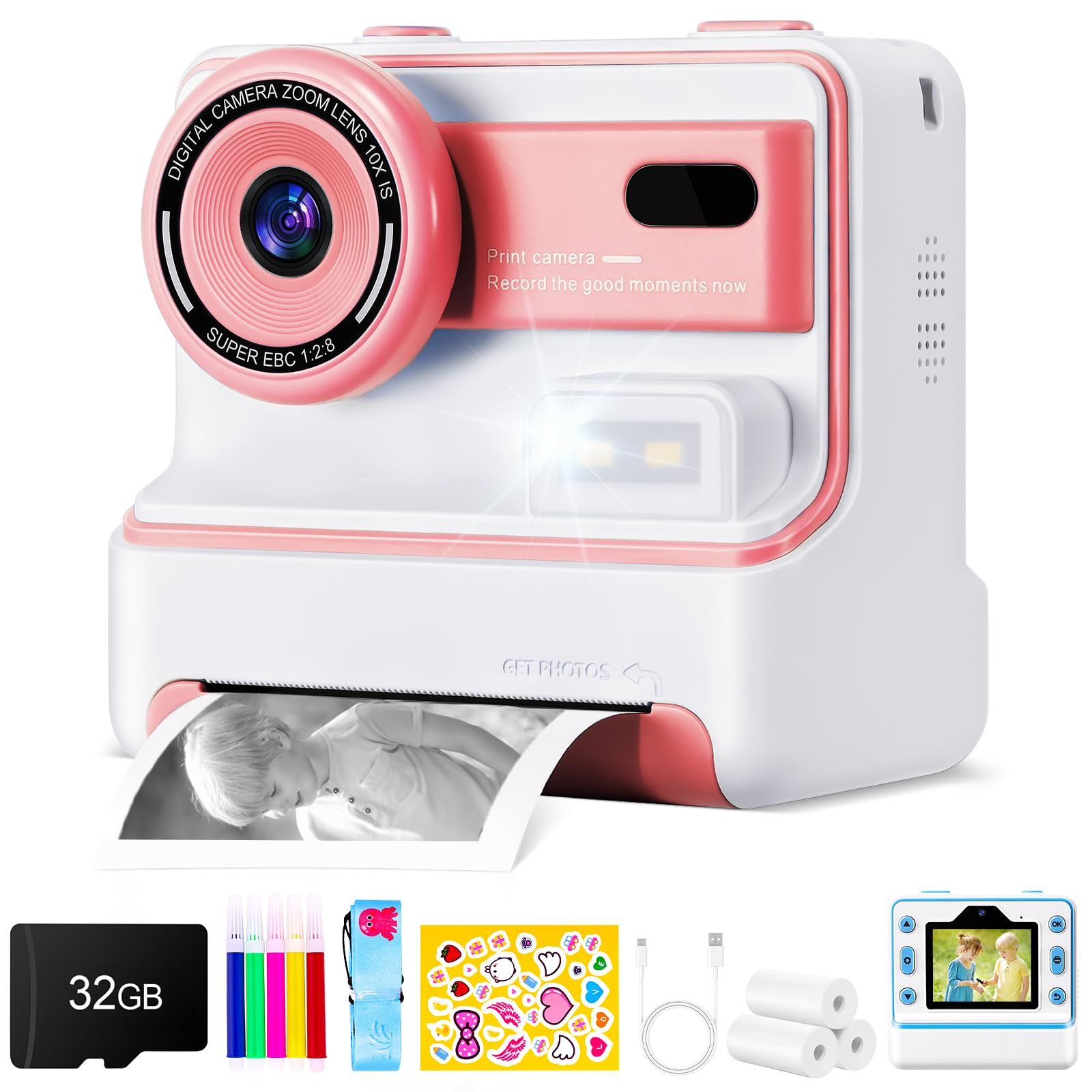 Instant Print Kids Camera - 1080P HD Dual Lens
