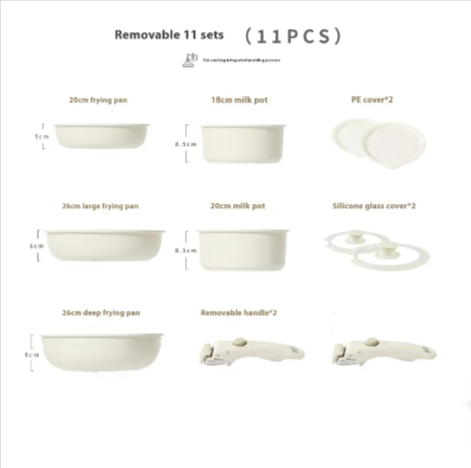 Premium Non-Stick Cookware Set with Removable Handle