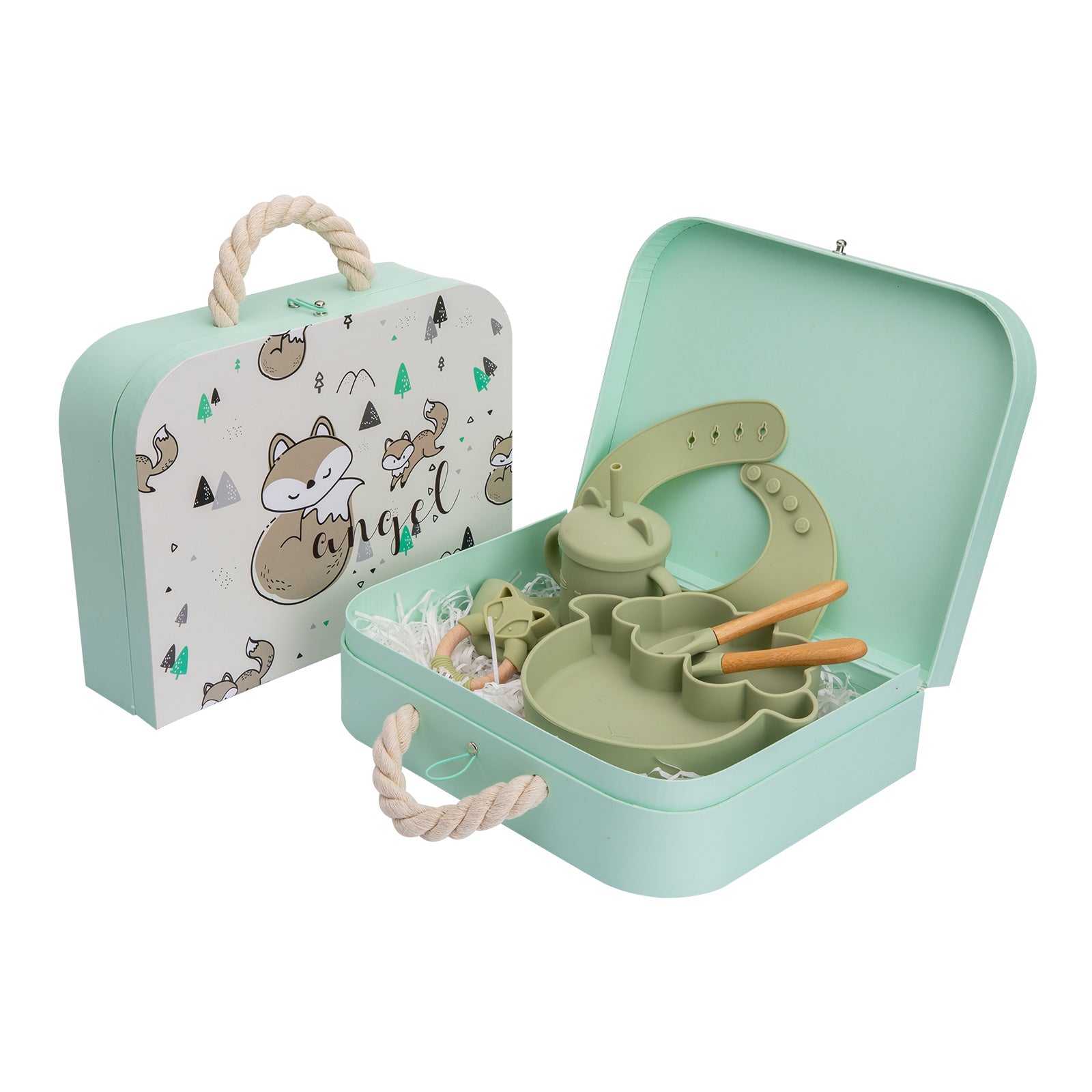 Premium Silicone Baby Feeding Set with Bamboo Accessories