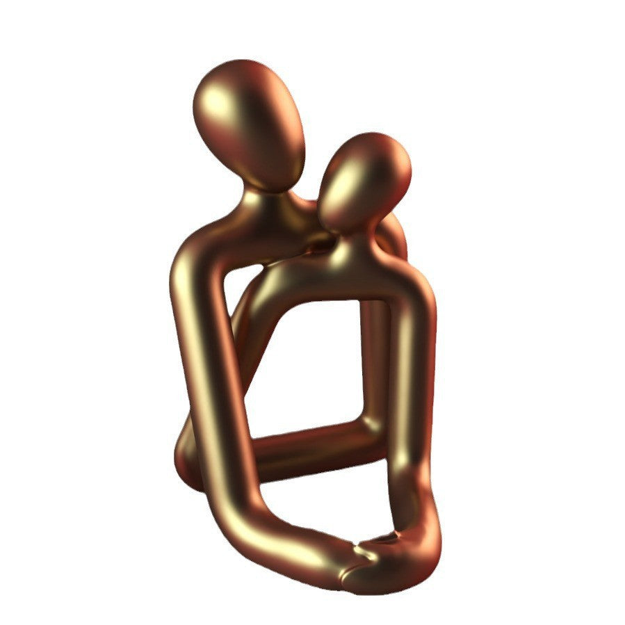 Minimalist Couple Resin Figurine with Phone-Stand Cutout in gold