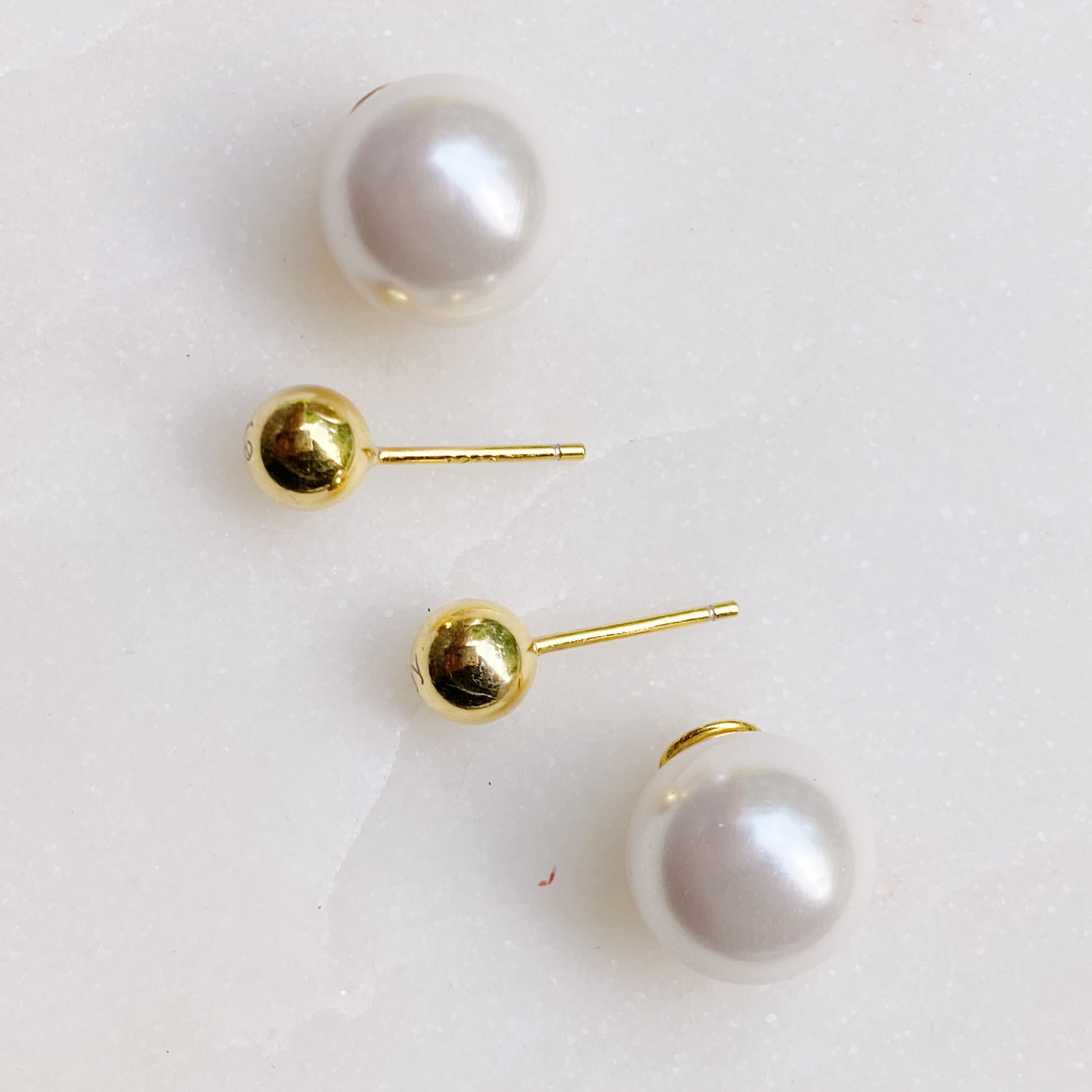 Pearl Ball Reversible Sterling Silver Earrings