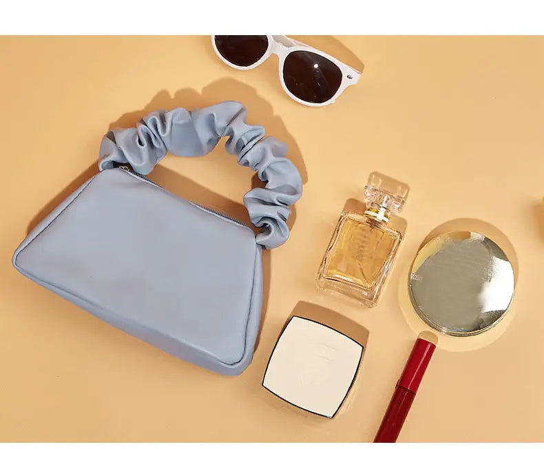 Portable Leather Cosmetic Bag with Handle