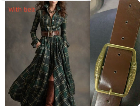 Plaid Maxi Shirt Dress