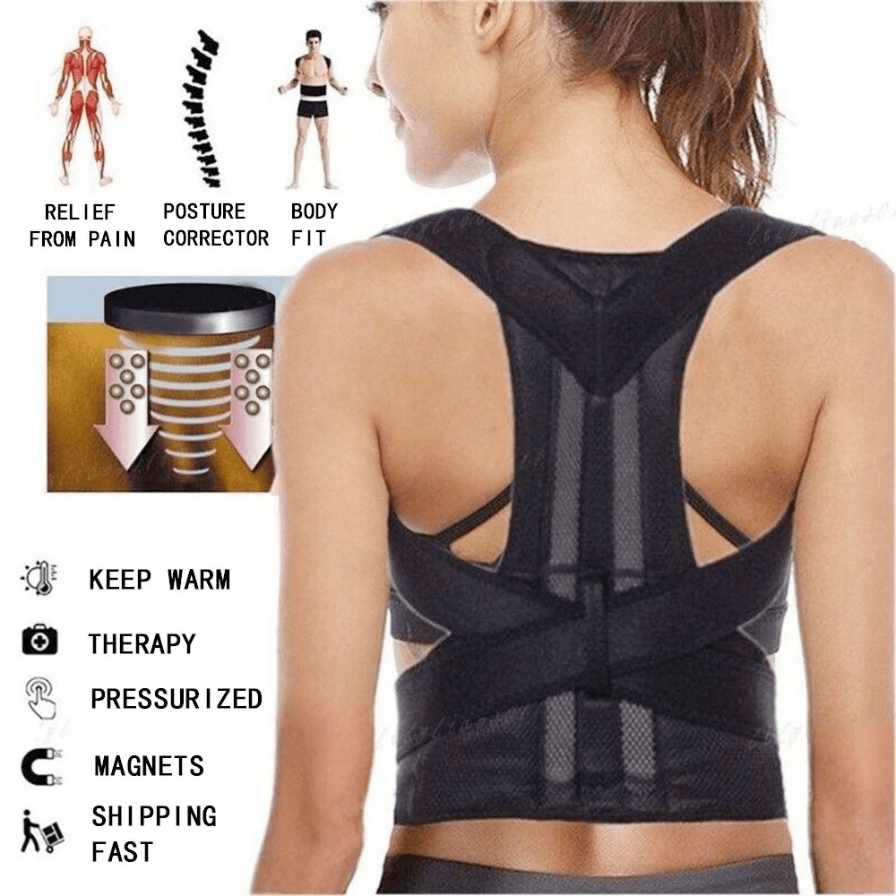 Adjustable Posture Corrector Low Back Support Shoulder Brace Belt For - Wow Store
