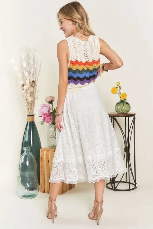 ADORA Elastic Waist Lace Midi Skirt - WowStore.live