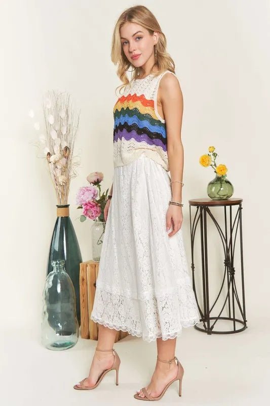 ADORA Elastic Waist Lace Midi Skirt - WowStore.live