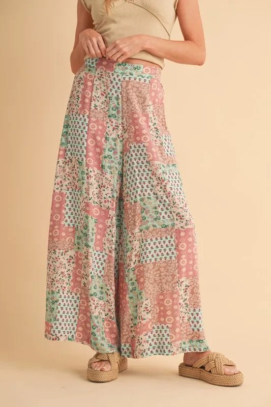 Aemi+Co Printed Wide Leg Pants - WowStore.live