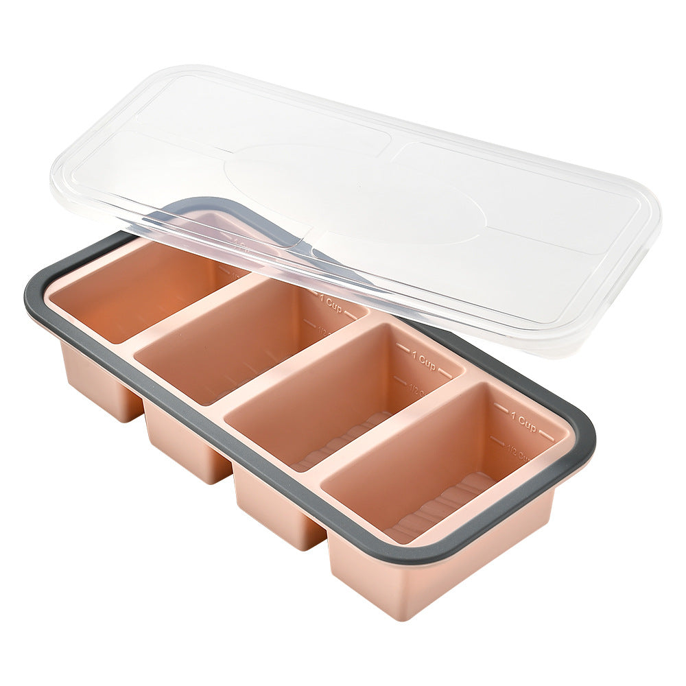 Silicone Freezer Portion Tray with Lid, 2, 3 or 4 Compartments in salmon pink