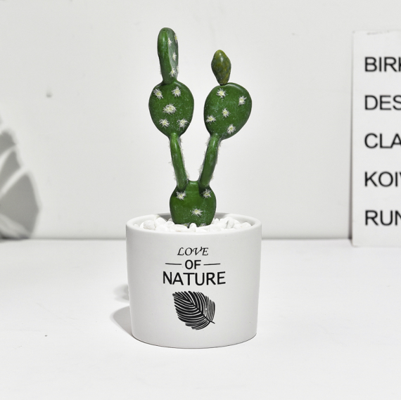 Mini Cactus Ceramic Faux Plant - Nordic Green