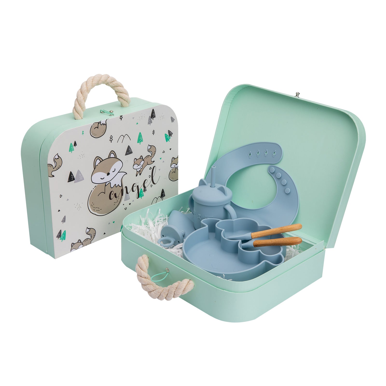Premium Silicone Baby Feeding Set with Bamboo Accessories