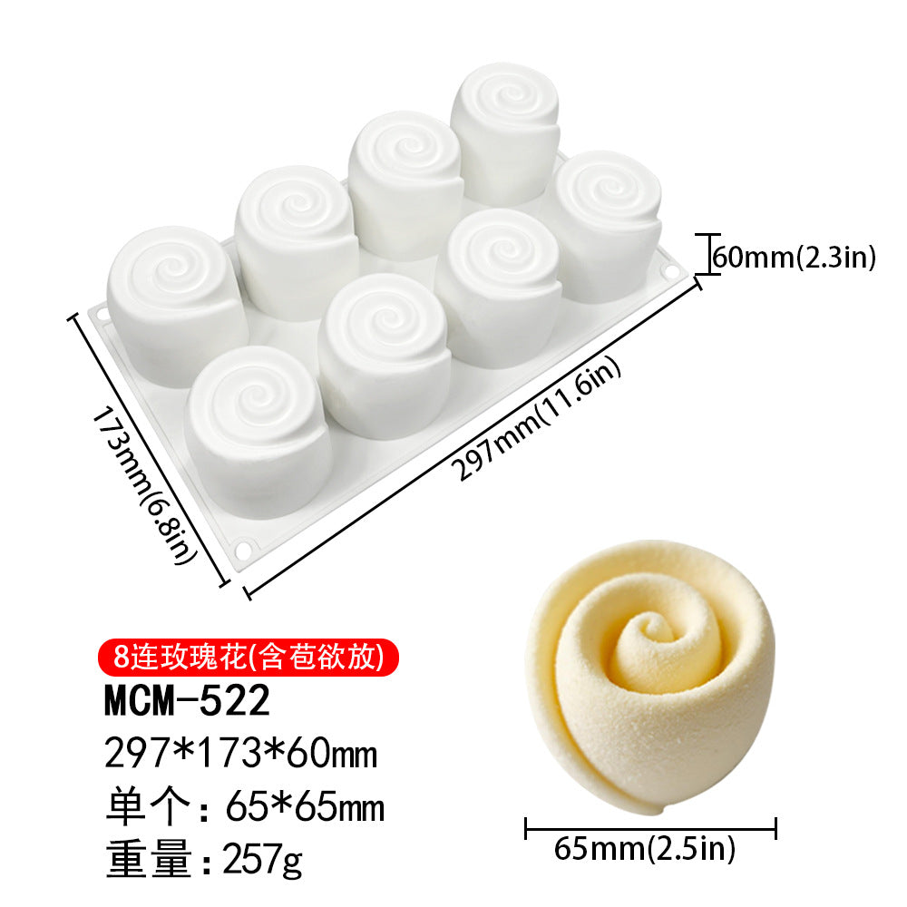 Artisan Rose Silicone Mousse Mold - 8 Cavity