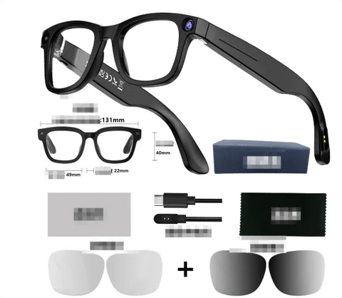 AI Camera Smart Glasses - Wearable Tech Fashion Eyewear, Black | WOW Store - Wow Store