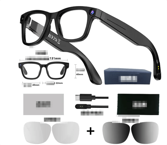 AI Camera Smart Glasses - Wearable Tech Fashion Eyewear, Black | WOW Store - Wow Store