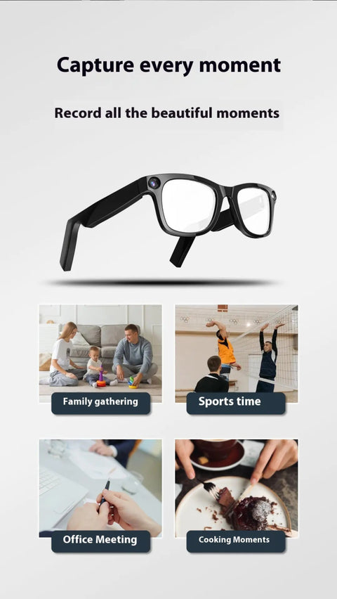 AI Camera Smart Glasses - Wearable Tech Fashion Eyewear, Black | WOW Store - Wow Store