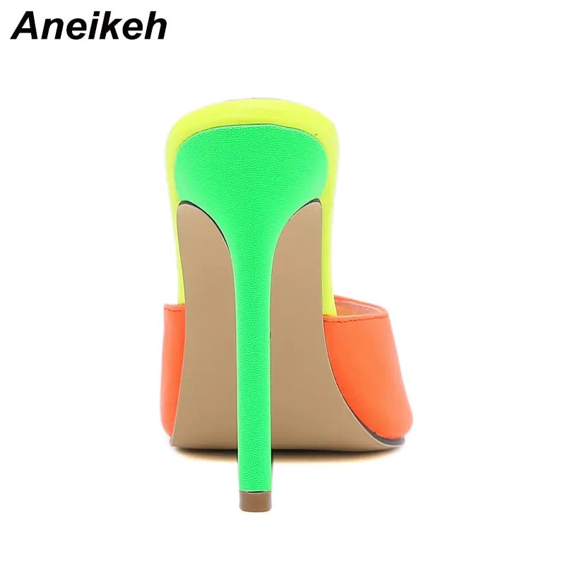 Aneikeh 2023 Orange Sandals Mules High Heels - Wow Store - Wow Store