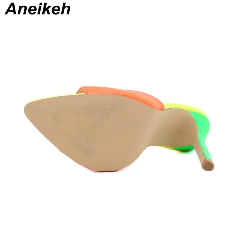 Aneikeh 2023 Orange Sandals Mules High Heels - Wow Store - Wow Store
