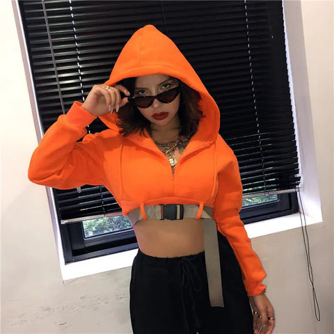 Autumn Women's Hoodie with Zipper and Hood - Orange - Wow Store - Wow Store