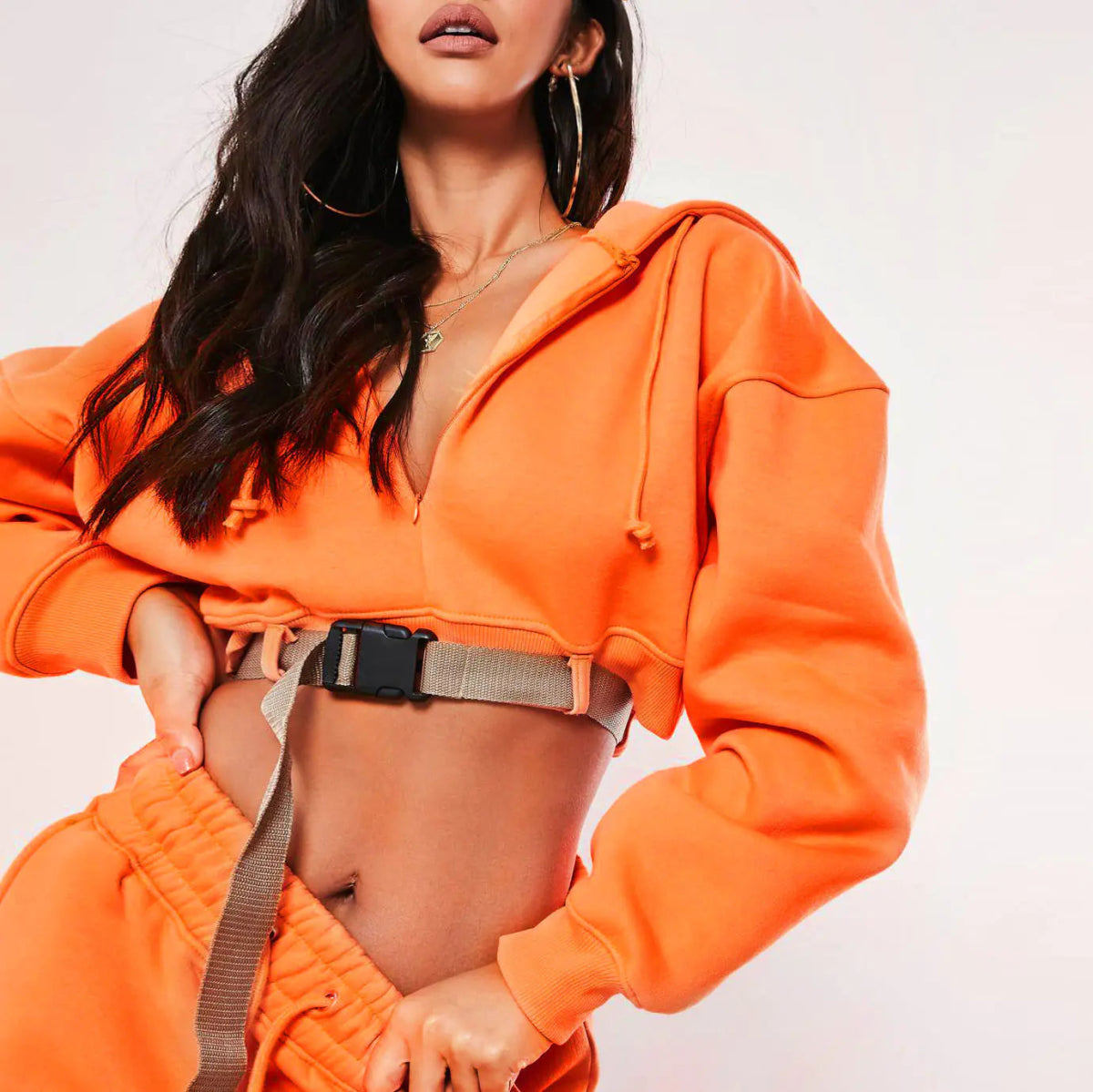 Autumn Women's Hoodie with Zipper and Hood - Orange - Wow Store - Wow Store