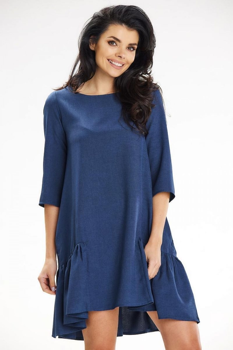 Elegant floral midi dress with A-line silhouette and V-neck detail – women's spring summer daywear