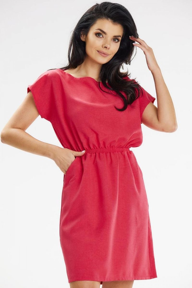 Floral maxi dress with V-neck and A-line silhouette - Awama Elegant Day Dress