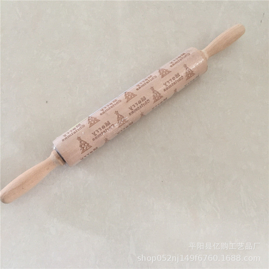 Artisan Christmas Engraved Wooden Rolling Pin