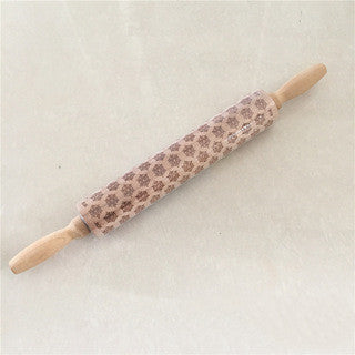 Artisan Christmas Engraved Wooden Rolling Pin